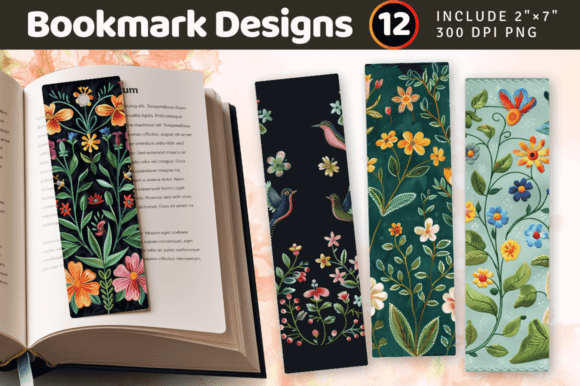 Evaluating Spring Hand Embroidery PNG Bookmark Desi