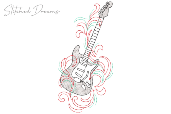 Guitar Embroidery Design Review for Merch