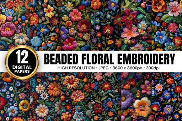 Review: Beaded Floral Embroidery Digital Papers