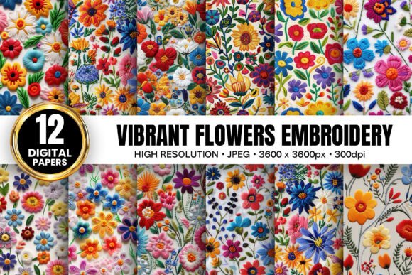 Review: Vibrant Flowers Embroidery Digital Paper
