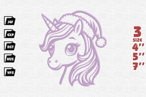 Review: Whimsical Unicorn with Santa Hat Embroidery