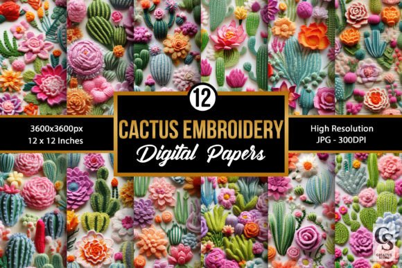 Reviewing Floral Cactus Embroidery Digital Papers